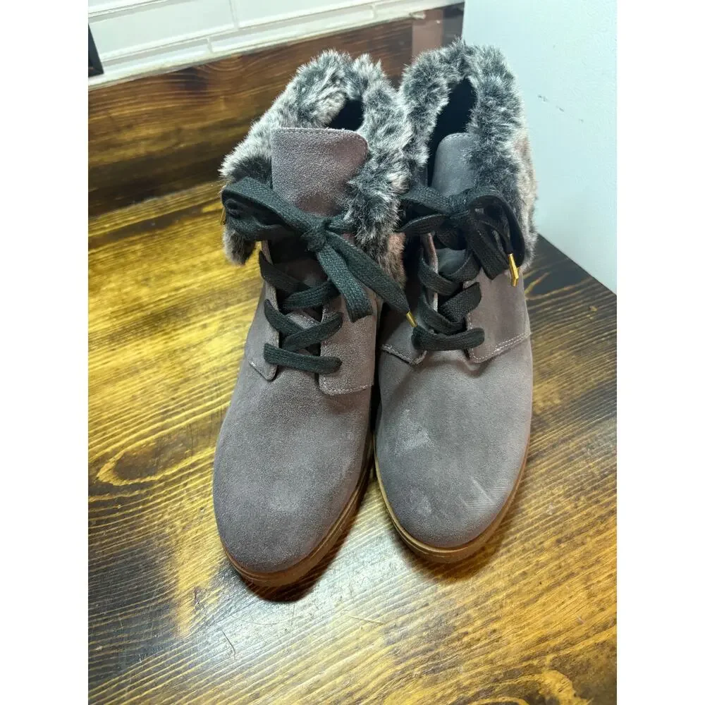 Cole Haan Gray Waterproof Fur Lined Wedges‎ Size 8